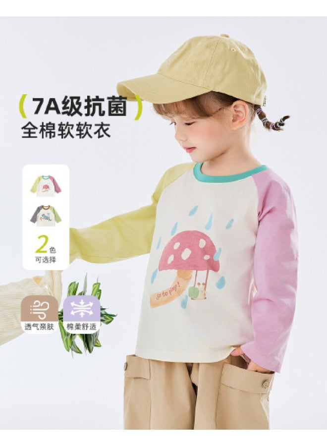 Babu Bean Spring And Autumn Style 7a Antibacterial Top For Toddlers And Young Children, Cute Cartoon Kids T-shirt For Boys And Girls - Image 1